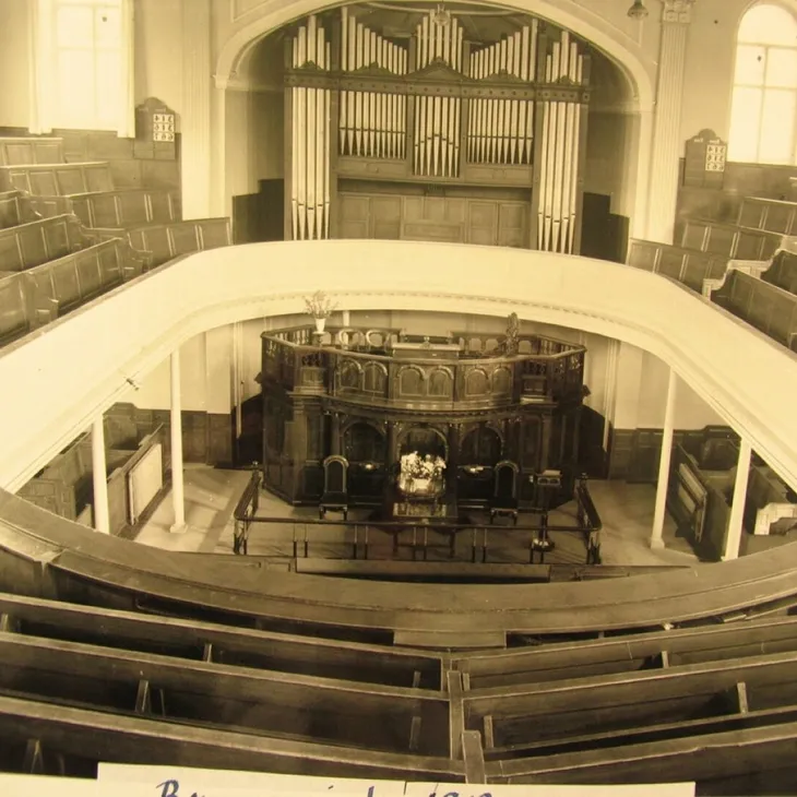 Early photo of the interior of Brunswick Methodist Church