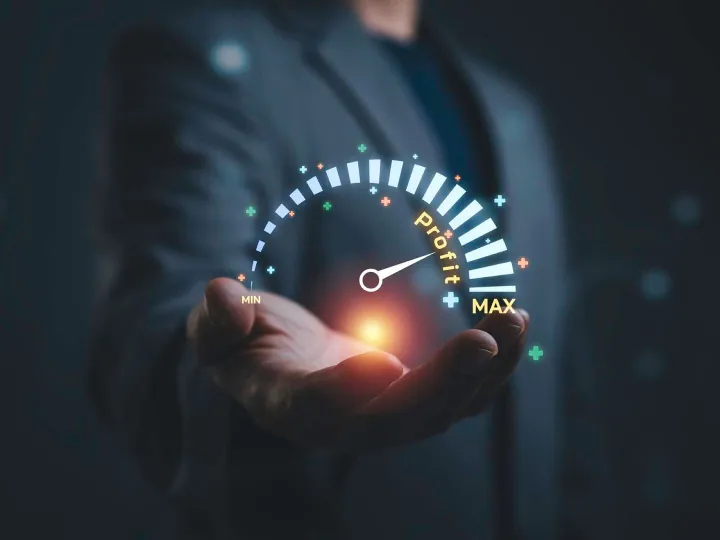 Business profit growth concept with digital