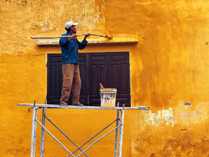 Painter, to paint, vietnam, hoian, wall, house