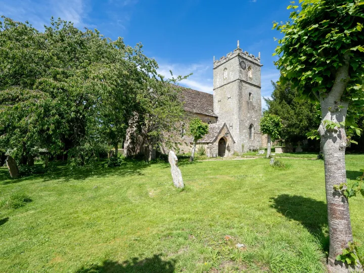 A village church in its rural setting