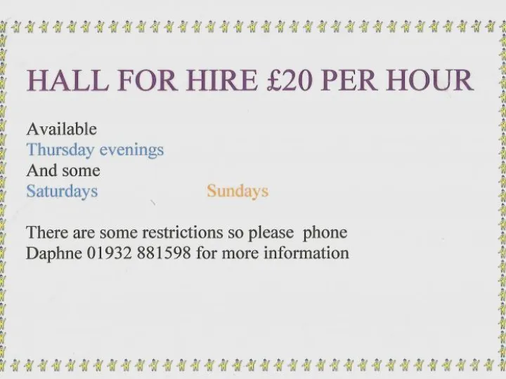 Hire of Hall