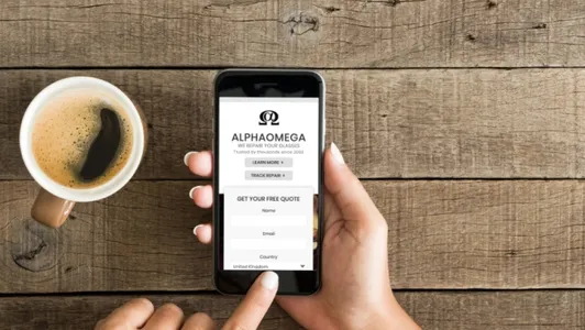 AlphaOmega Glasses Repair website on mobile phone