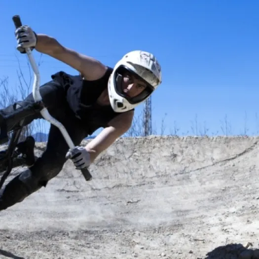 BMX rider on a pump track