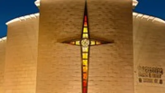 Image  Front of Church   nightime for home page rolling images