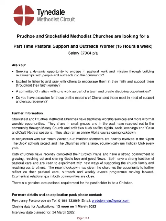 PT Pastoral Support Outreach Worker (Feb2022)