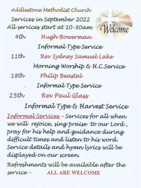 Services in September 2022 &ndash; informal note