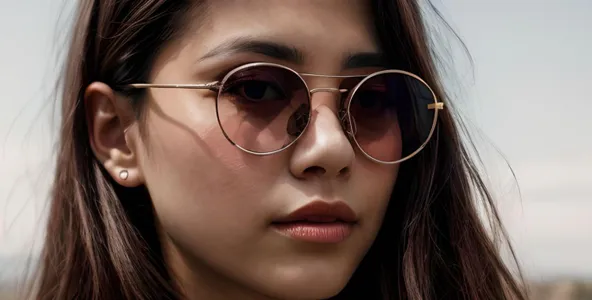 Woman wearing round glasses