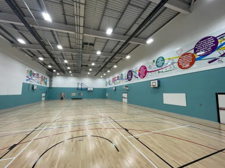 The redesign at the refurbished sports hall at St Paul's High School in Manchester