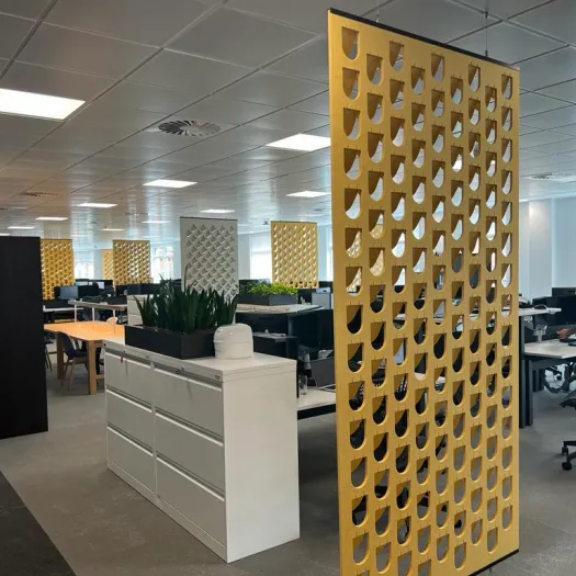 Office space partitions and desks after commercial fit-out in Leeds