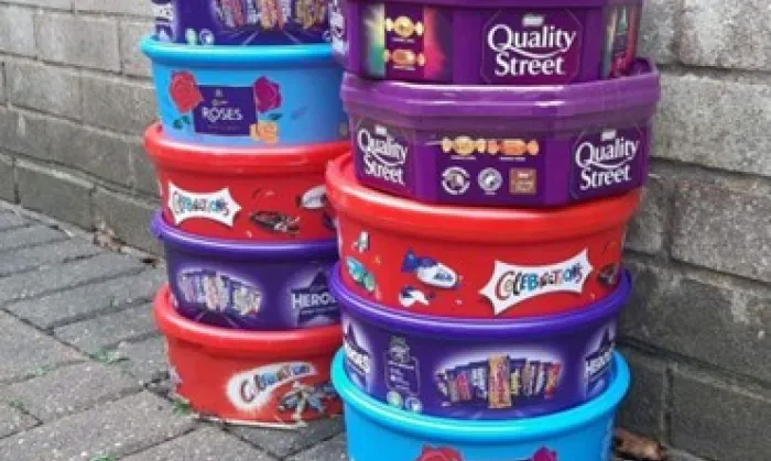 Tubs of chocolates
