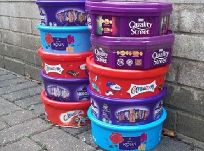 Tubs of chocolates