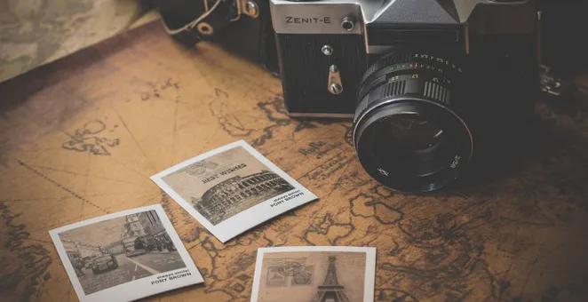 Camera, photographs, souvenir