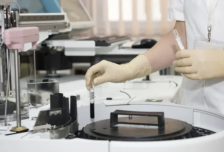 Laboratory, test tubes, healthcare worker