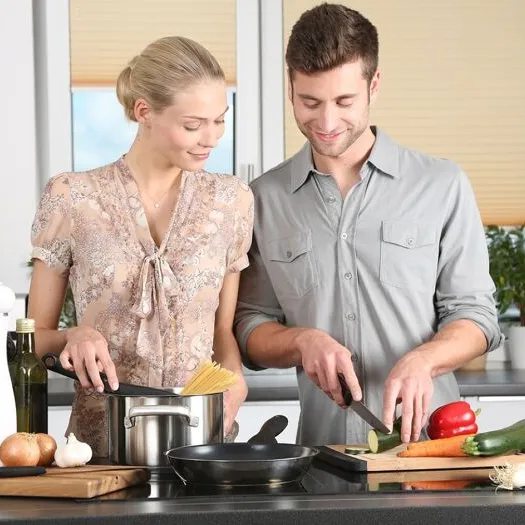 Woman, man, kitchen