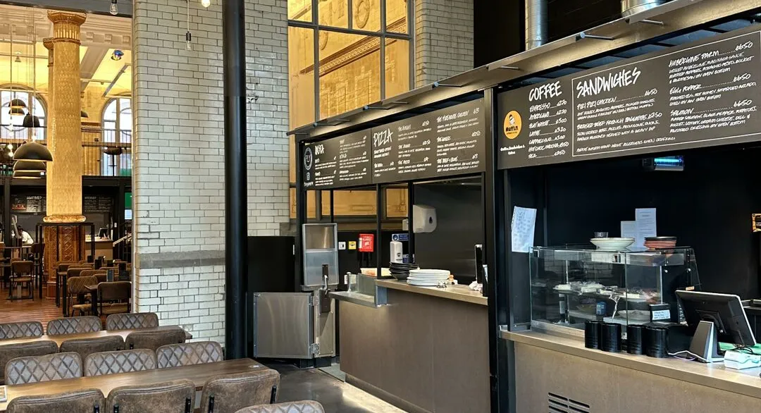 Large modern open-plan restaurant with indistrial themed fit-out