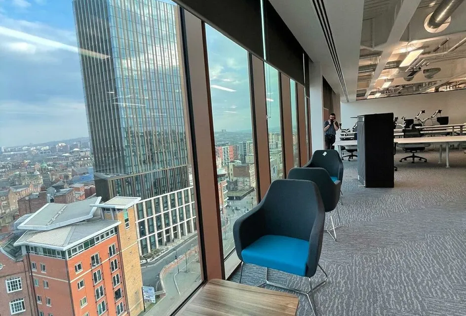 Tall building view with glass windows