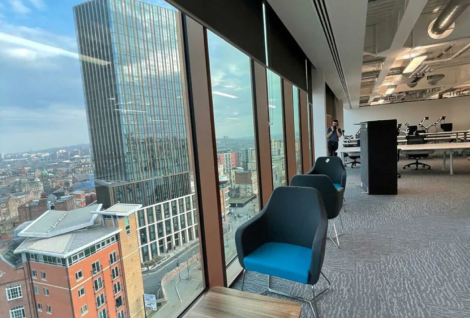 Tall building view with glass windows
