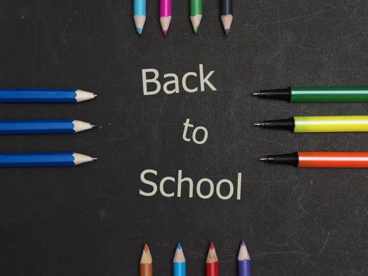 Chalkboard with coloured pencils