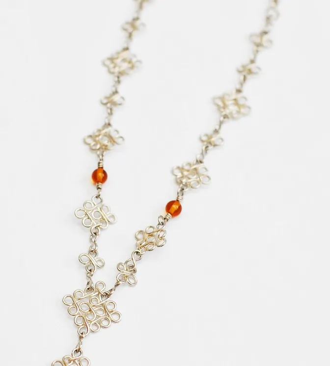 Sterling Silver and Amber 'Trebol' Necklace