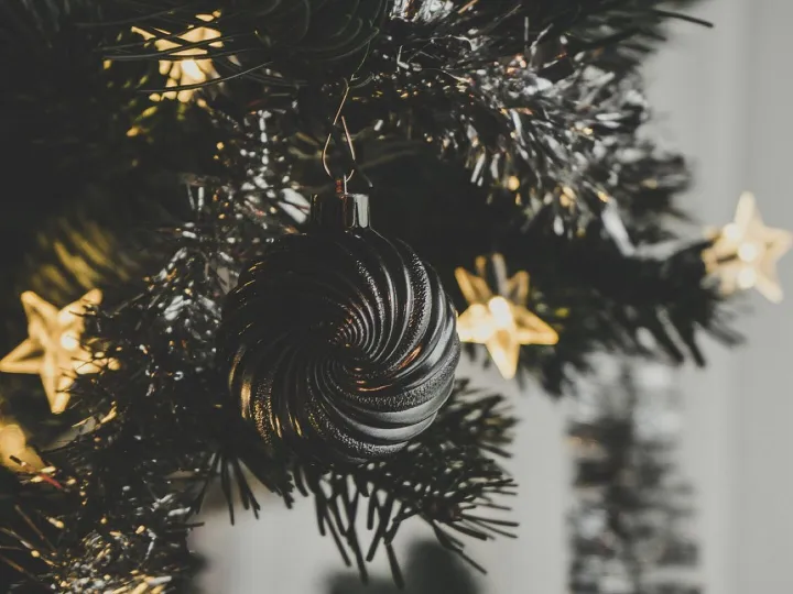 Christmas tree with gold baubles