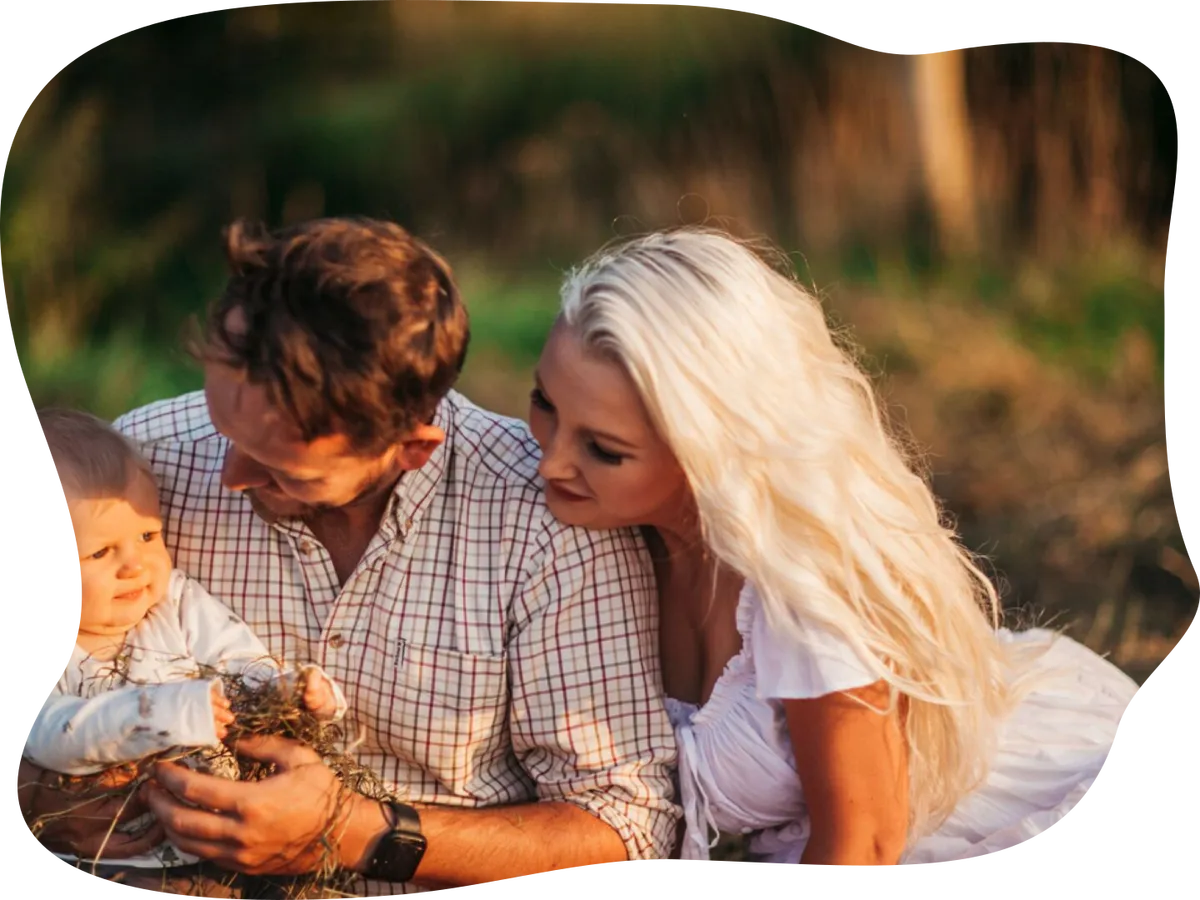 Mother and Child Enjoying a Farm Picnic