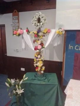 2- Lenten Cross – is decorated with flowers for Easter Day at Trinity