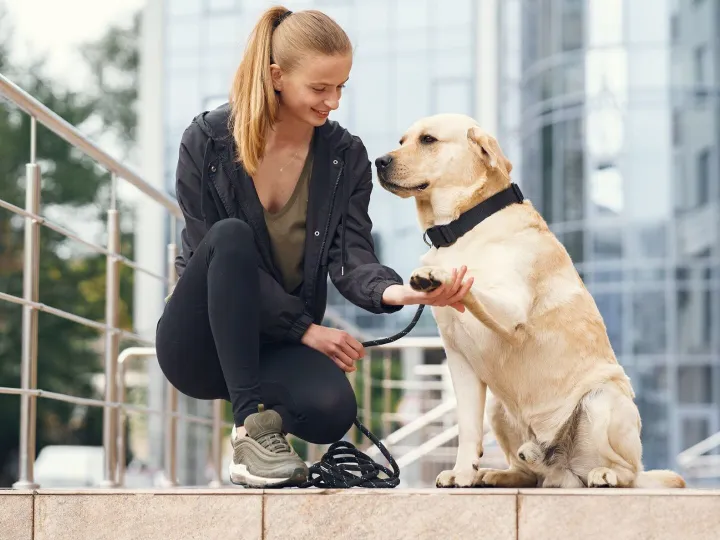 Portrait of a woman with her beautiful dog