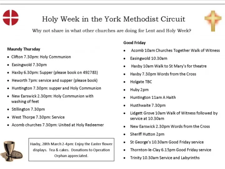 Lent and Easter events 2016 2