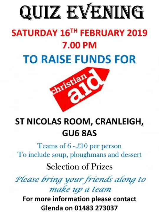 Quiz evening poster 16-02-19-1
