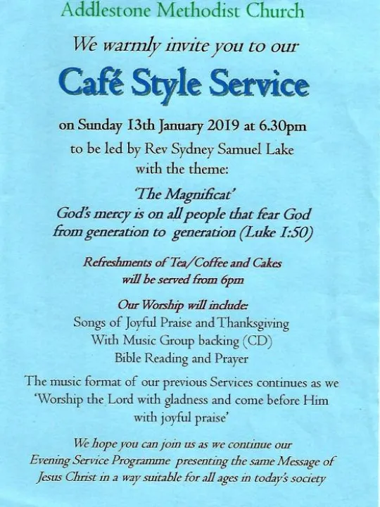 Cafe Style Service – Jan. 19