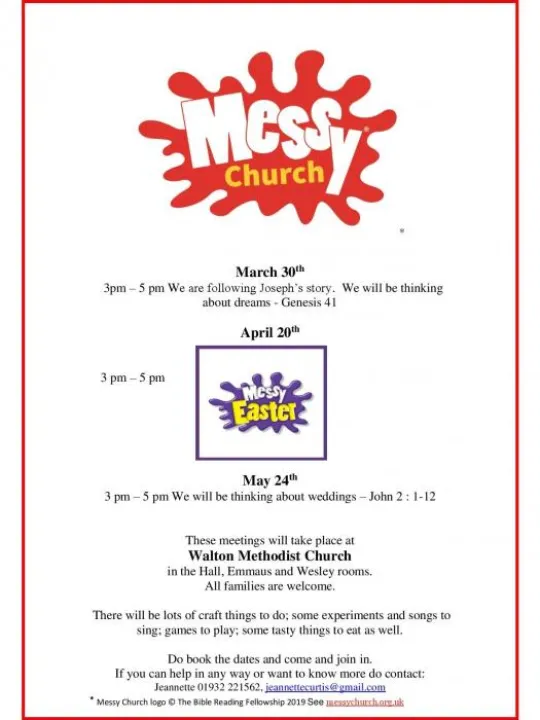 Walton Messy Church March – May 2019