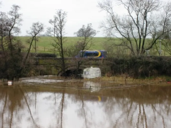 River Weaver flood  A525 bridge