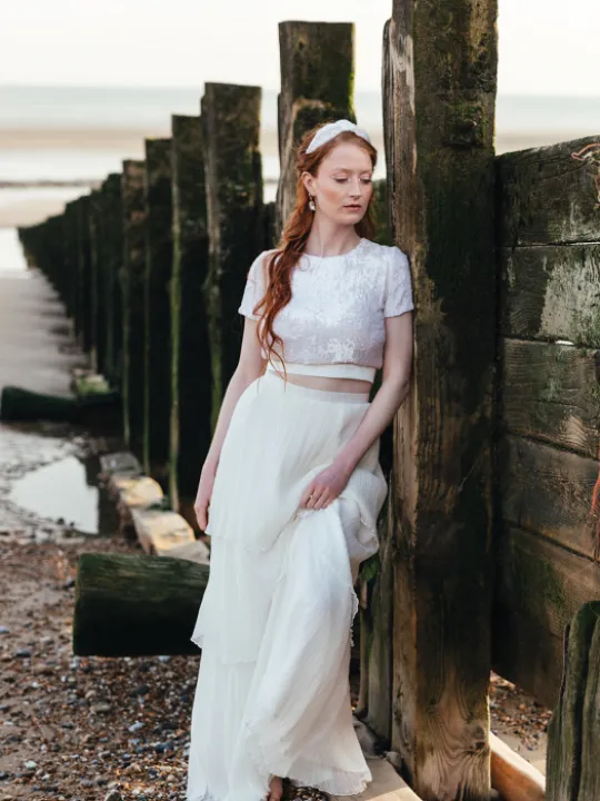 sequin top tiered skirt beach textures shells P