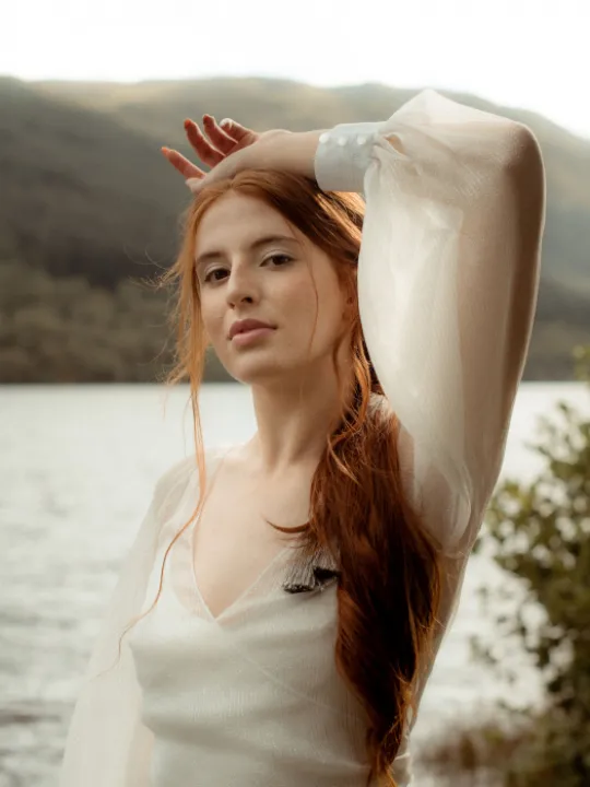 Big sheer sleeve energy metallic stripe wrap top P