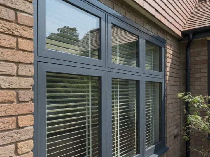 Dark grey flush frame window