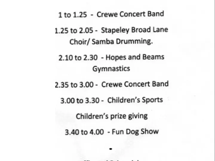 Hankelow fete programme