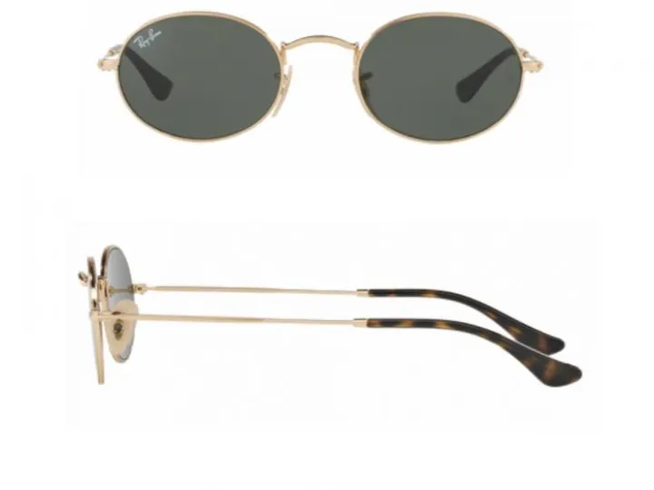 Ray-Ban Oval Flat Gold with Green Crystal Lenses
