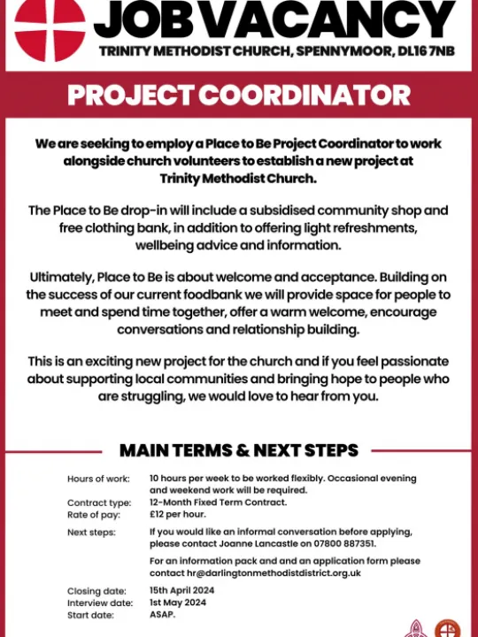 Job Advert – Trinity Methodist Church