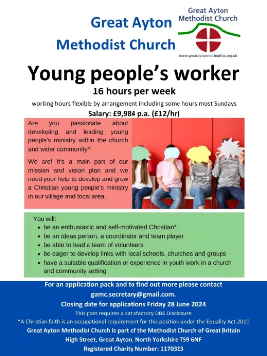 Great Ayton Methodist Church Young People's Worker