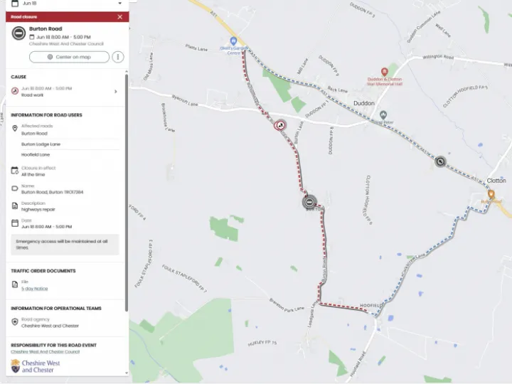 Road Closure &ndash; Burton Road &ndash; 180624