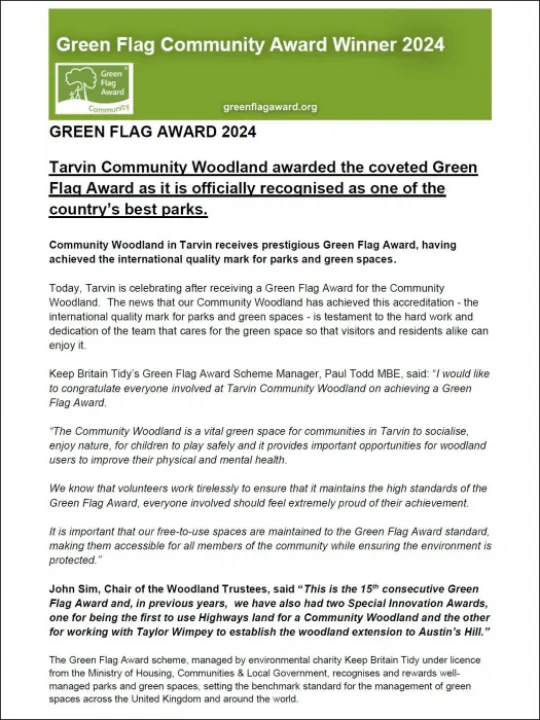 Woodland Trust Green Flag Award 2024