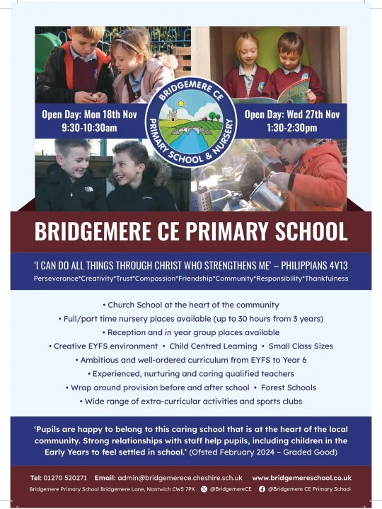 Bridgemere Ce Primary School A5 Leaflet_openday_pa