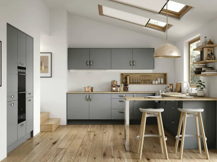 Alku Modern Matt Grey U-Shaped Kitchen