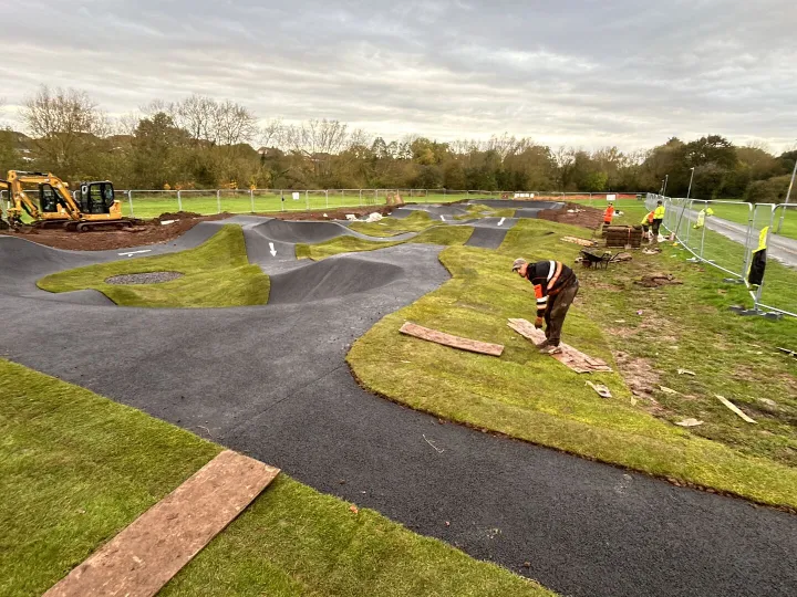 Battenhall Park pump track under construction