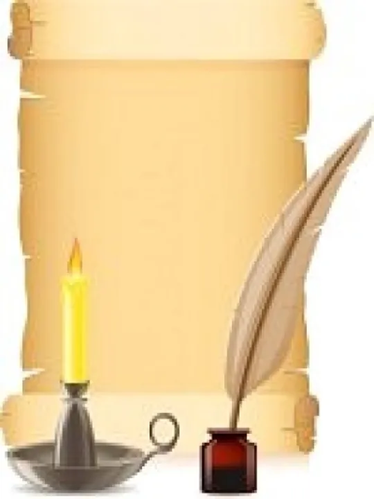 10654014-old-paper-conflagrant-candle-and-feather-with-inks-vector-illustration