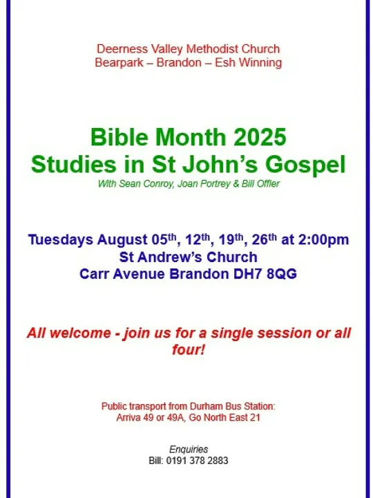 Bible month sessions at St Andrews Brandon August 2025