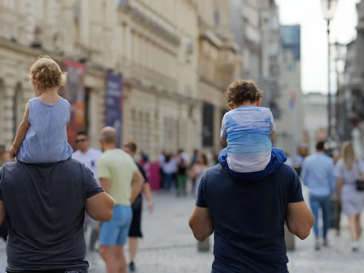 People, walking, promenade, children, street