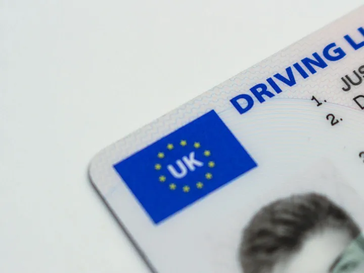 Detailed photo of a UK driving license showcasing