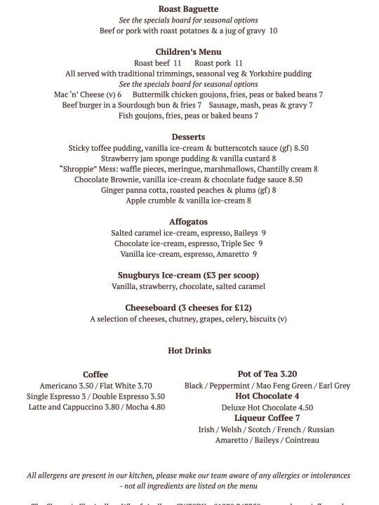 Sunday Menu &ndash; Autumn Winter 2025 Page 2