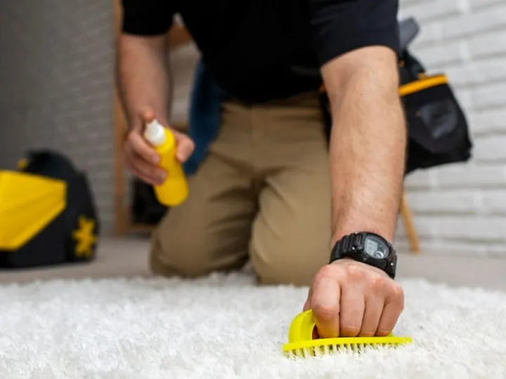 Man doing professional home cleaning service